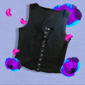 Rib Button Down Snap Tank Top